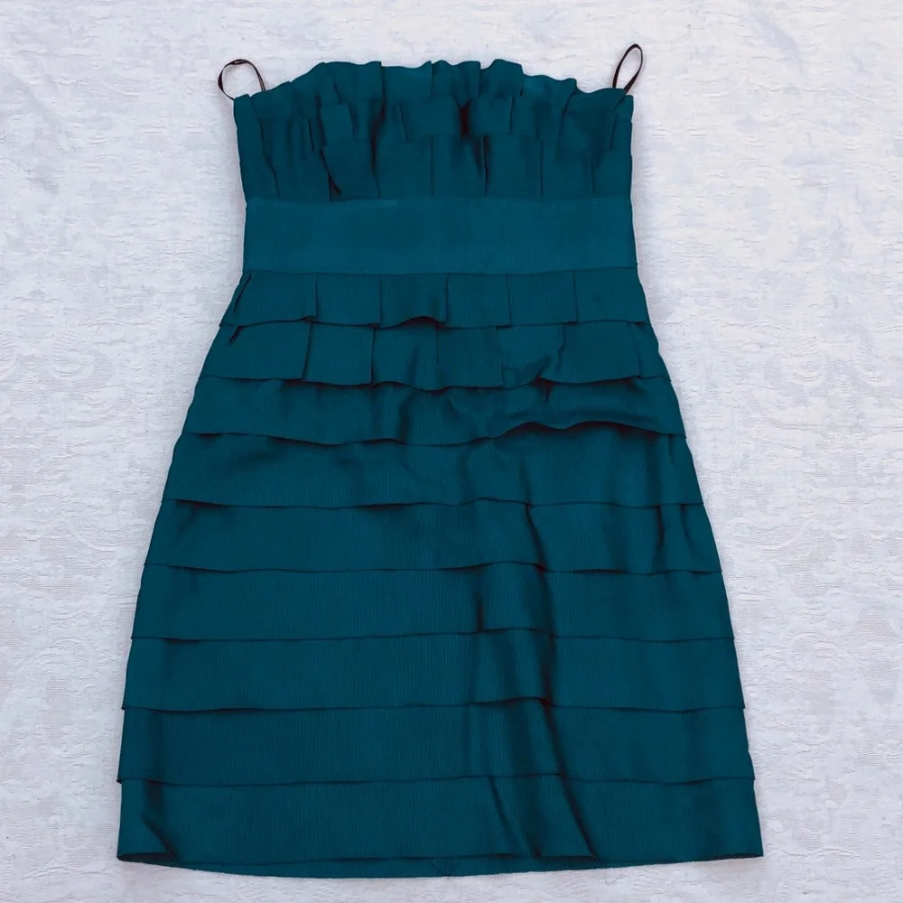 PHEOBE Couture*Teal Blue Strapless Dress US 2 - Picture 2 of 5
